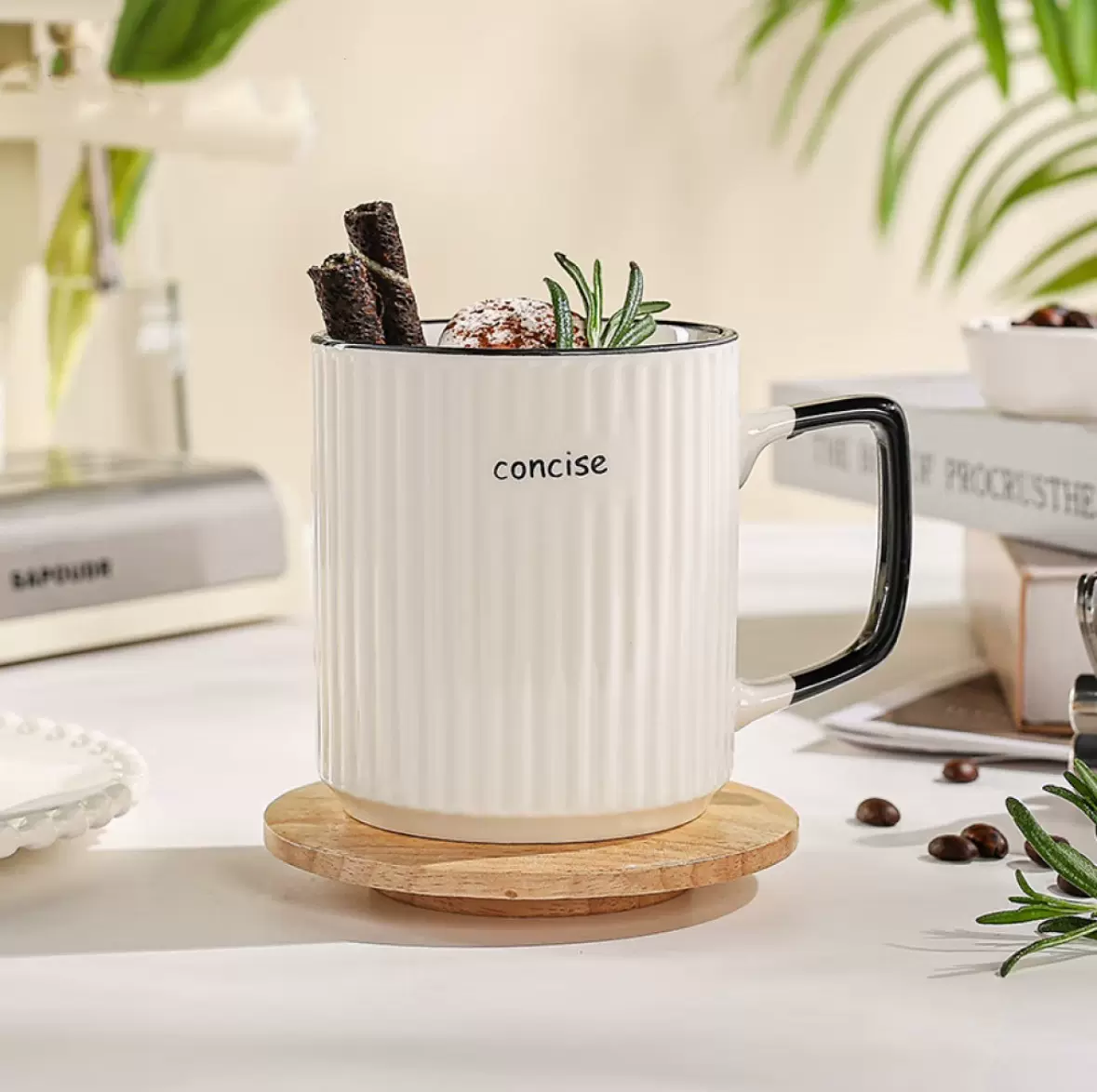 日式马克杯陶瓷杯子竖纹杯夏季情侣喝水杯家用办公室咖啡杯茶骨瓷