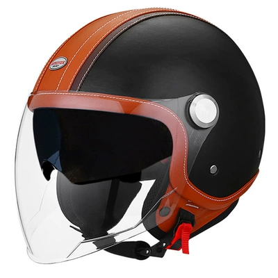 helmet motorcycle electric motorcycle helmet, Motosiklet kaskı (dəbilqə) - brown-and-black-long-outside-and-tea-inside-m
