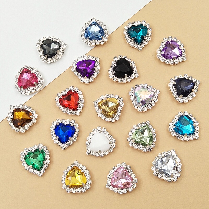 New love round rectangular crystal buckle acrylic claw drill edge hand sewing drill diy clothing accessories material