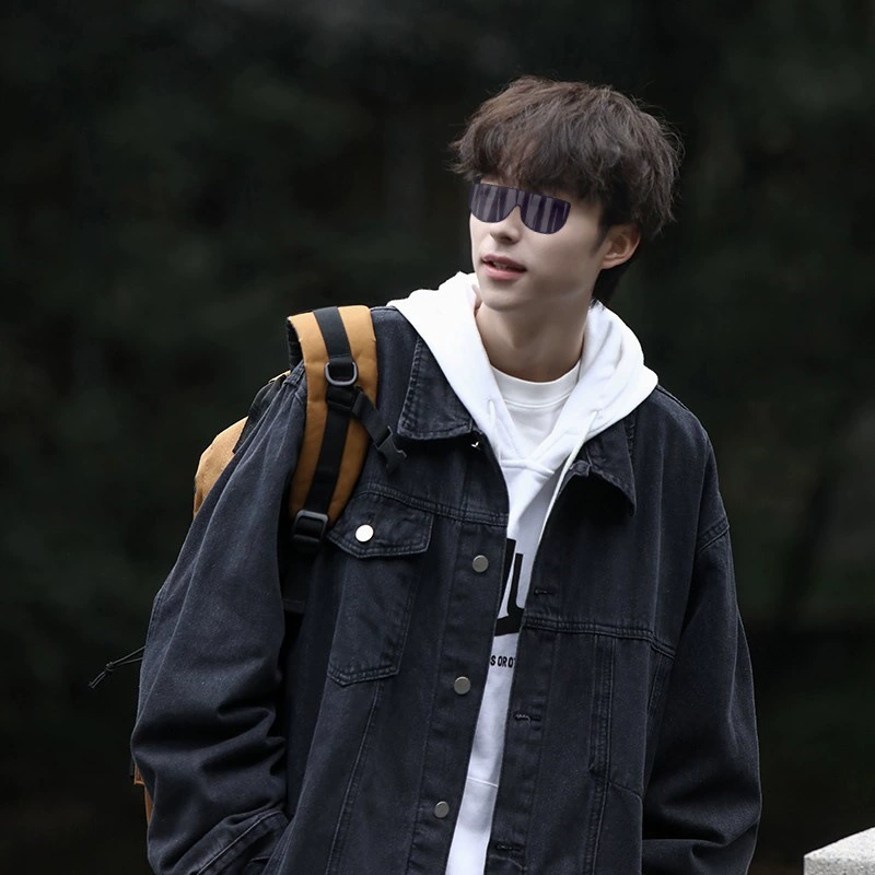 Черная джинсовая куртка мужская весна и осень cityboy стирает старые топы