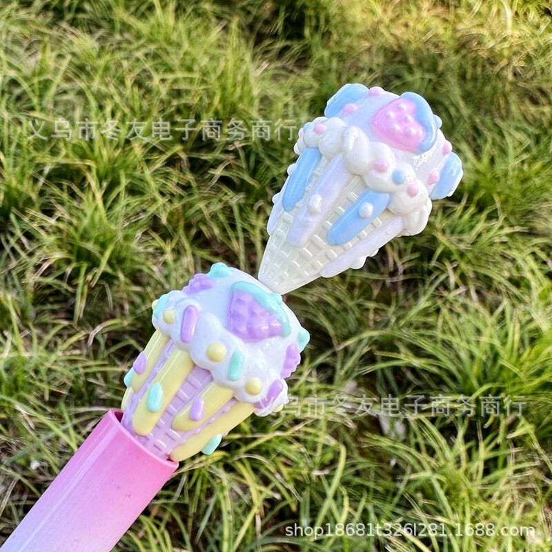 33mm手絵珠甜筒縦穴混合クリームdiy高颜値ビーズ材料携帯チェーンキーホルダー|undefined