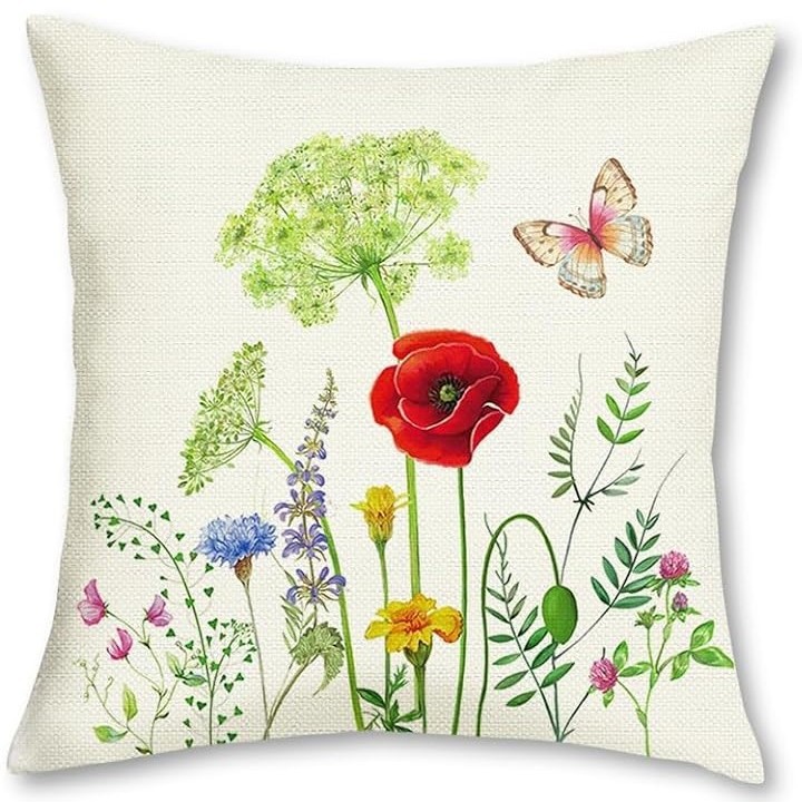 2023 transfronterizos flores de verano almohada de abrazo Amazon lino letras impresión cojín de dormitorio