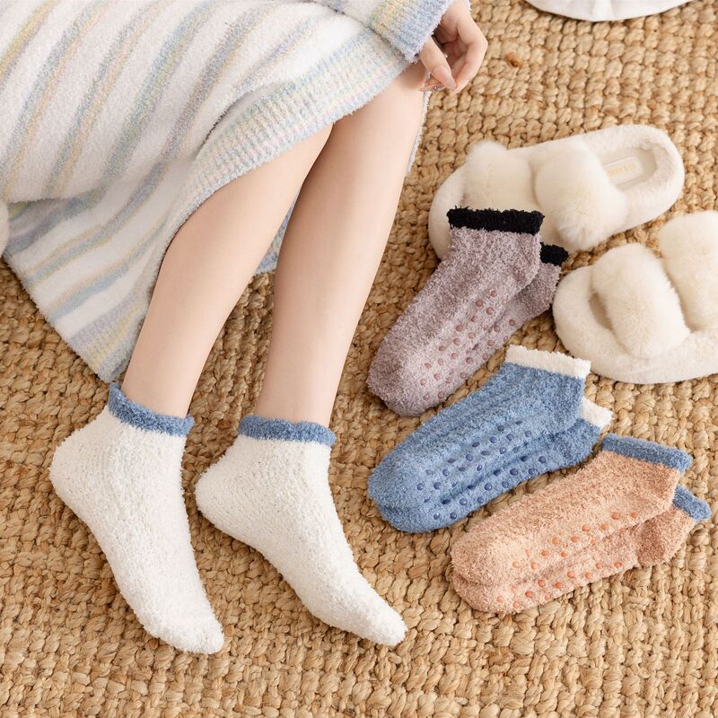 Cross-Border Supply Non-Slip Grip Socks Amazon Anti-Slip Coral Fleece Socks Slipper Socks Floor Socks