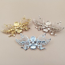 diy饰品配件新款合金蝴蝶花鸭嘴夹发簪步摇汉服新娘发饰材料