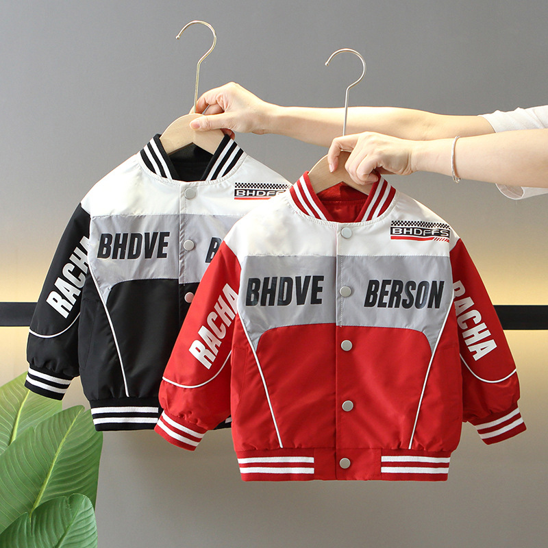 5864 Chaqueta de otoño para niños 2025 nueva chaqueta de motocicleta para bebés de estilo occidental Chaqueta de béisbol para niños de moda Primavera y otoño