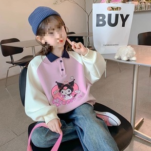 Girls Sweatshirt Spring and Autum 2025 New Style Autum Clothing Kidsren Little Girls Autum Kidsren's Clothing Polo Collar Top Trendy