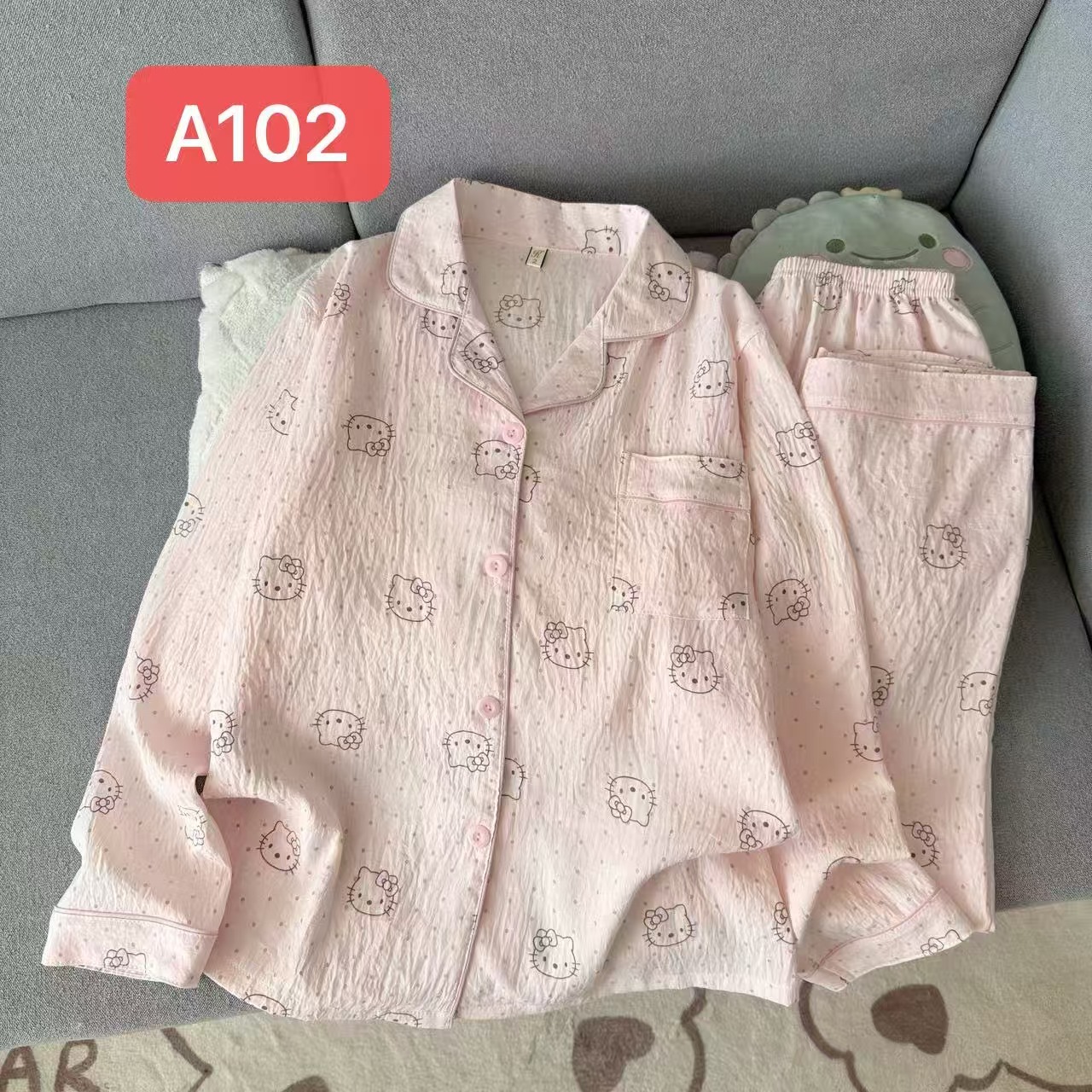 Algodón nublado al por mayor transfronterizo nuevo pijama de niña pantalones de manga larga delgados dulces dibujos animados impresión de ropa para el hogar set