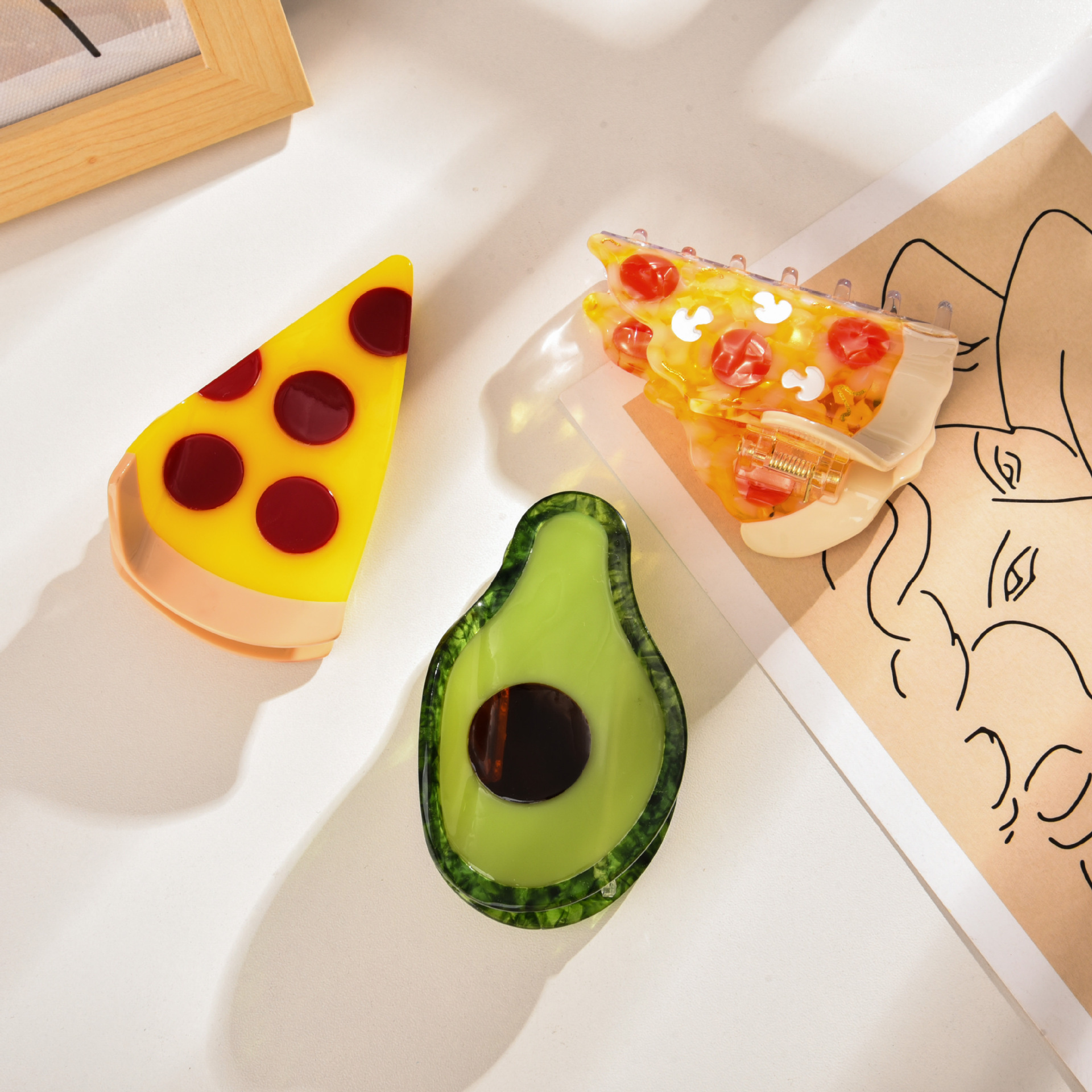 YHJ hair accessories New Design food hairpin peanut avocado acetate hair clip updo shark clip hair grip_voghion.com