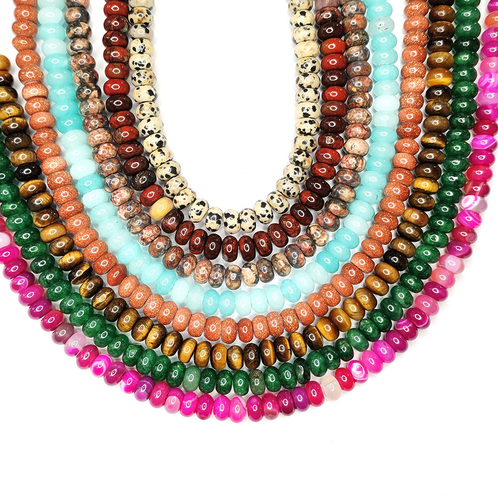 4*6mm, 5*8mm Jewelry Making Size Center-Drilled Drill Orientation Jewelry Accessories Classification Smooth Embellishment A String 4*6mm 5*8mm Natural Stone Agate Aventurine Malachite Unakite Geometric Smooth Jewelry Accessories Beads