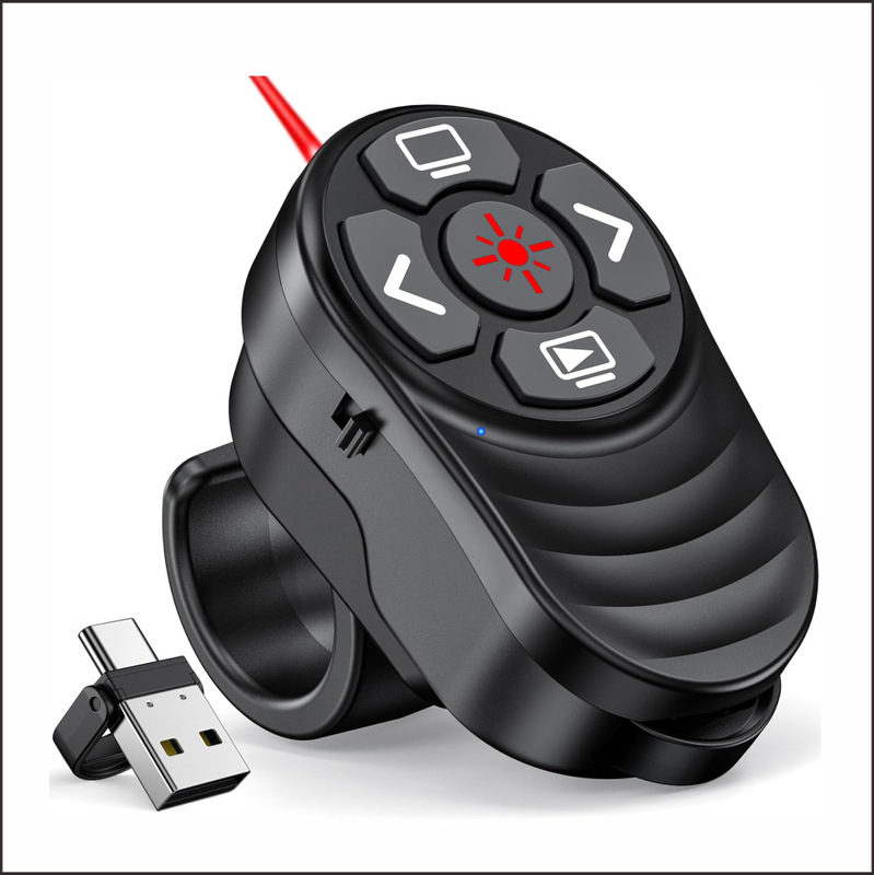 New Finger Ring Rechargeable Page-Turning Pen Bluetooth + 2.4g Dual-Mode Screen Projection Conference Presenter Finger Ring