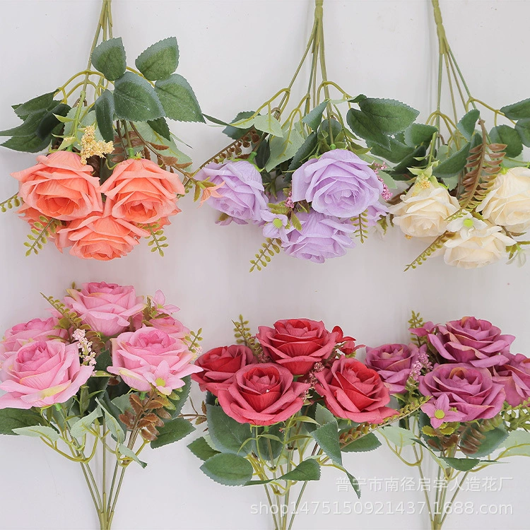 Фабрика прямые поставки моделирование 5 вилок осень британская роза Свадебный мягкий цветочный букет украшение дома поддельные цветочные украшения