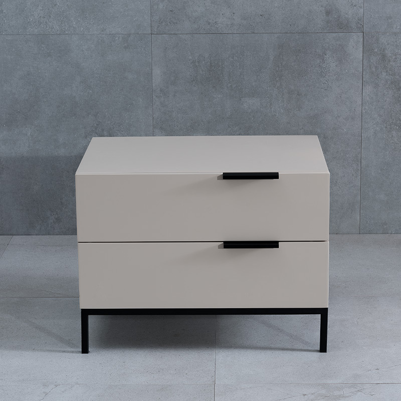 High-leg Simple Nordic Bedside Table, Minimalist Modern Two-Door Cabinet, Lacquered Minimalist Style Bedroom Bedside Storage Cabinet