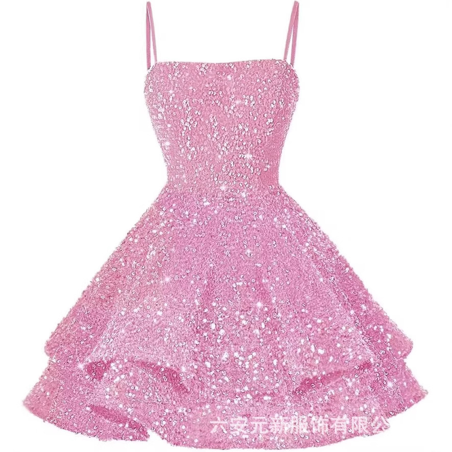 Comercio exterior de Europa y América Amazon nuevo cinturón de sequillas sexy cuello en V corto vestido de baile de fiesta