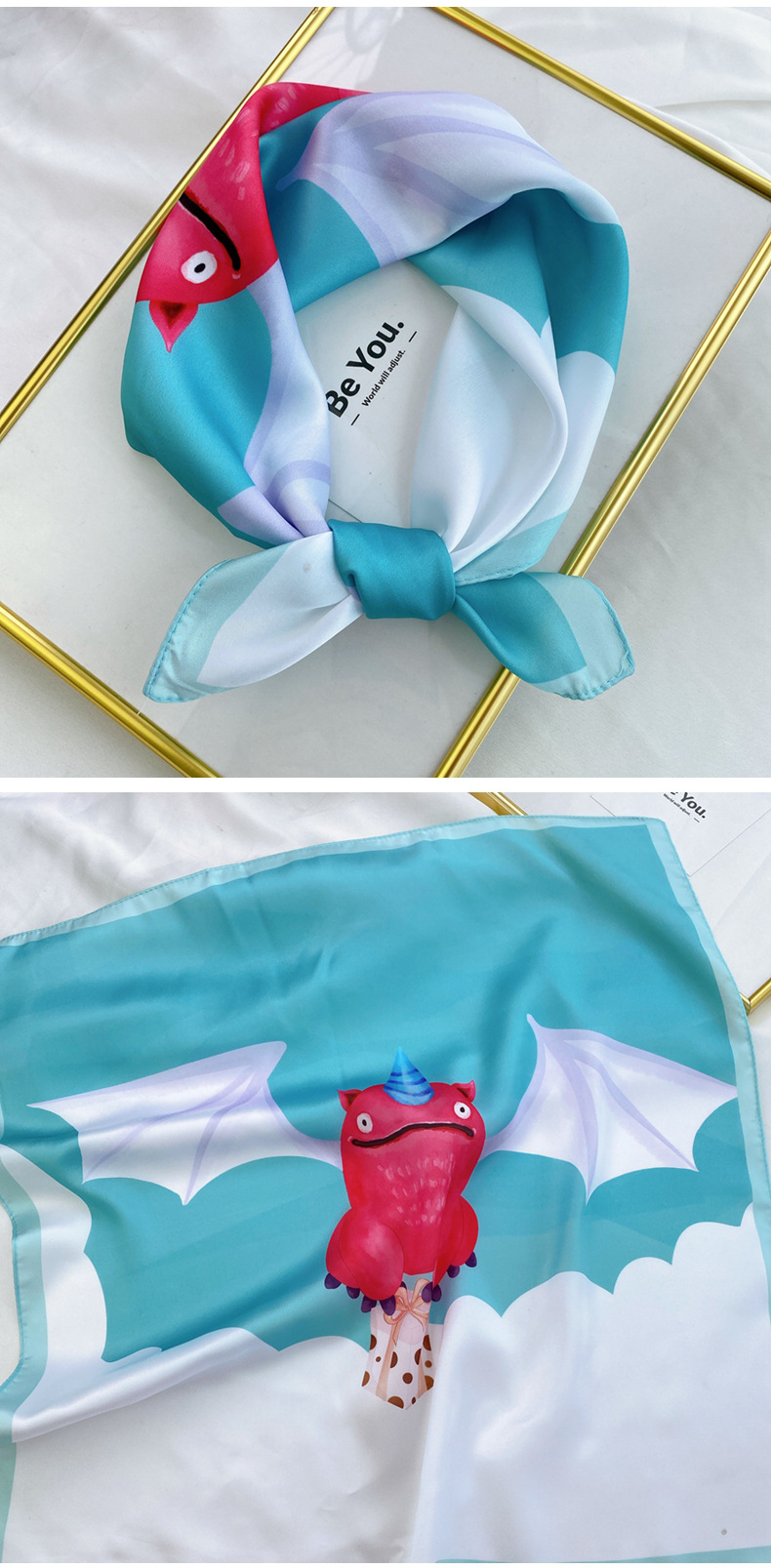 40g Weight Silk Scarf Classification Travel Occasion Unisex Gender Printing Design Sweet Style Coffee, Purple, Red, Green, Blue, Camel, Yellow Color Wholesale Fashion Contrast Color Printing Small Square Scarf 4