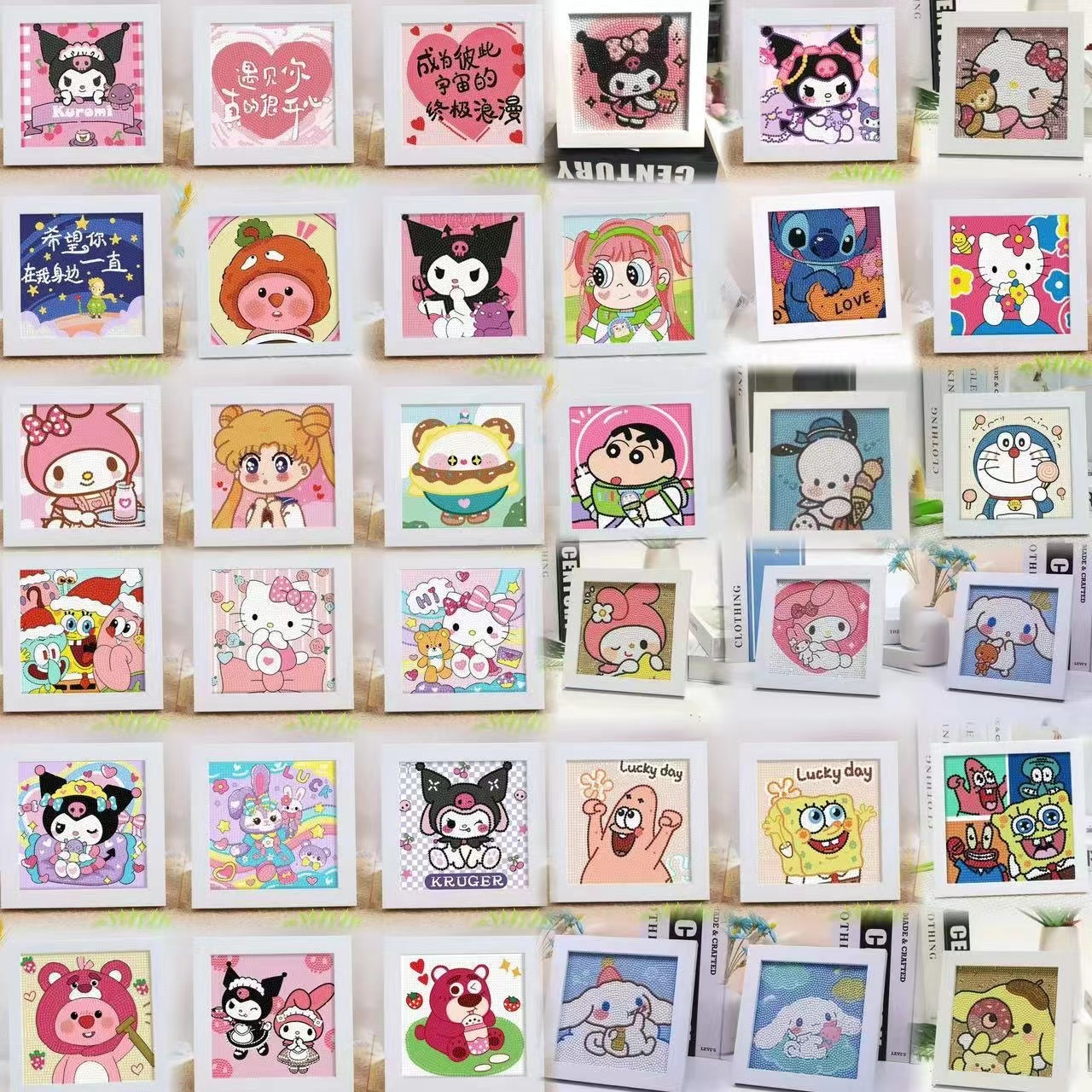 儿童钻石画手工diy钻石粘贴画卡通益智学生带框厂家直销批发玩具