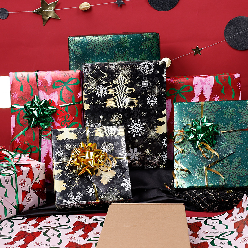 Transfronterizos para Amazon nuevo papel de aluminio de gran tamaño de papel de embalaje de regalo de cartas de copo de nieve de Navidad