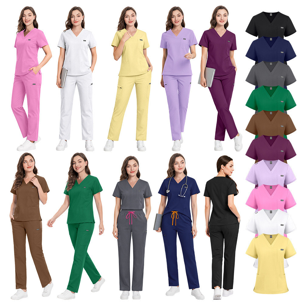 High-End Elastic Short-Sleeve Workwear for Men and Women, Suitable for Dental Doctors, Nurses, and Veterinary Hospital Surgery Uniforms, Export Quality
