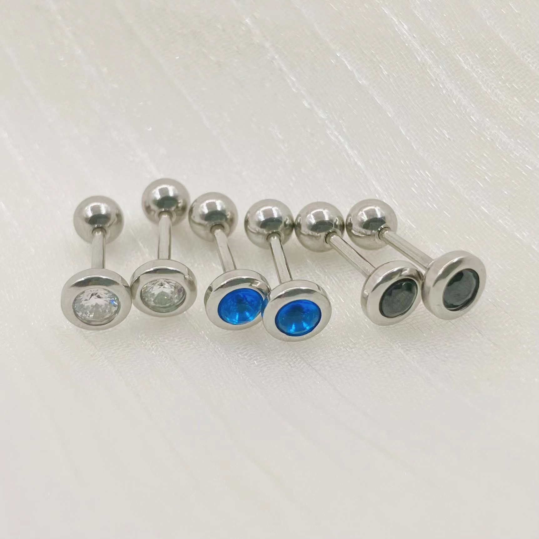 Simple Style Geometric Stainless Steel Inlay Zircon Ear Studs 1 Pair