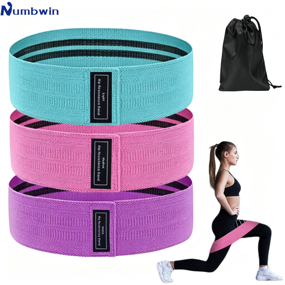 Numbwin Squat Yoga Resistance Band Latex Butt Circle Squat Butt Training Loop Elastic Band Resistance Band Set