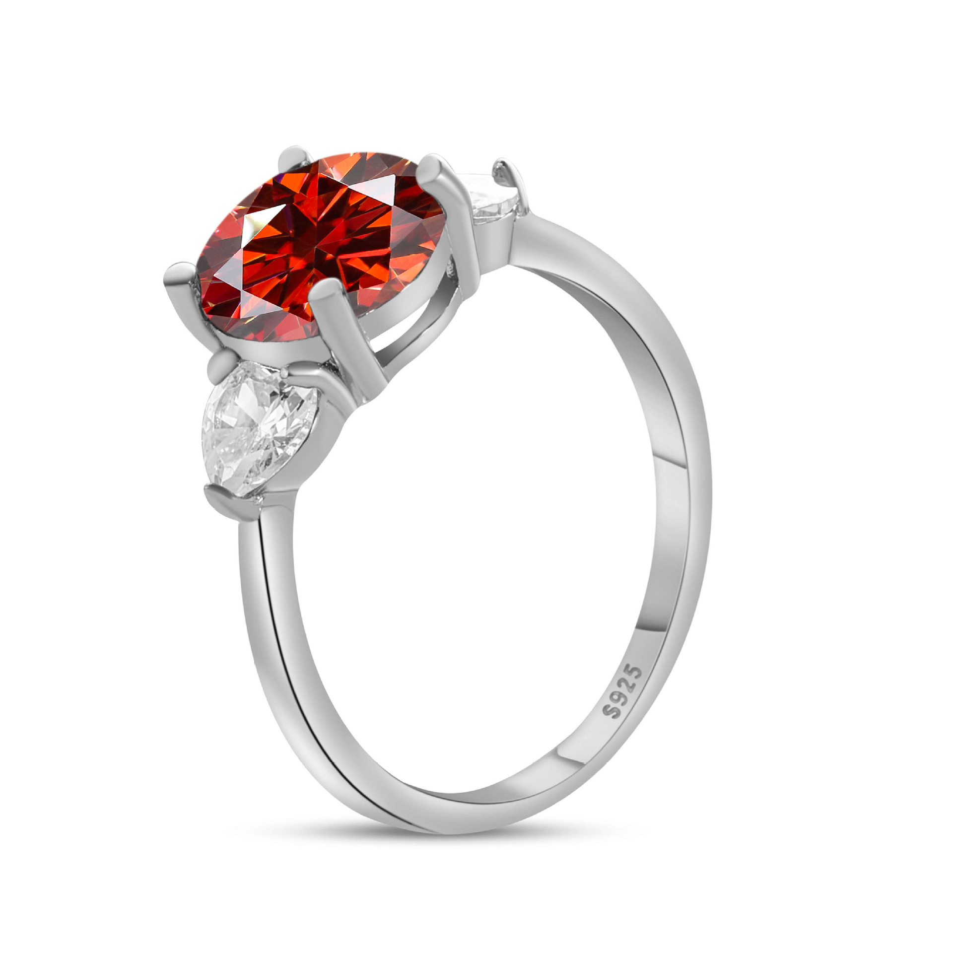 Anillo de piedra de color 3CT de plata esterlina S925 cinturón de plata GRA Certificado de comercio electrónico transfronterizo anillo de mujer de venta caliente