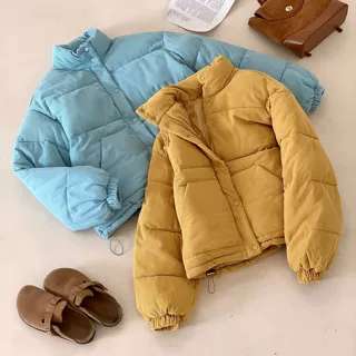 2026韩系浅蓝色灯芯绒棉服正肩外套女冬大码胖mm小个子面包服棉服
