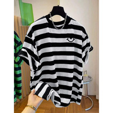 P 77139 Color Block Embroidered Smile Tee ײɫ����Ц�� T ��