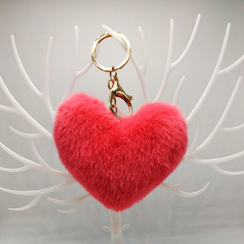 Cross-border spot love heart-shaped Plush Peach heart keychain car keychain bag plush pendant gift wholesale