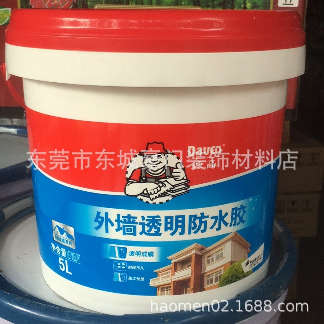 德高外墙透明防水胶5L屋顶窗边防水涂料