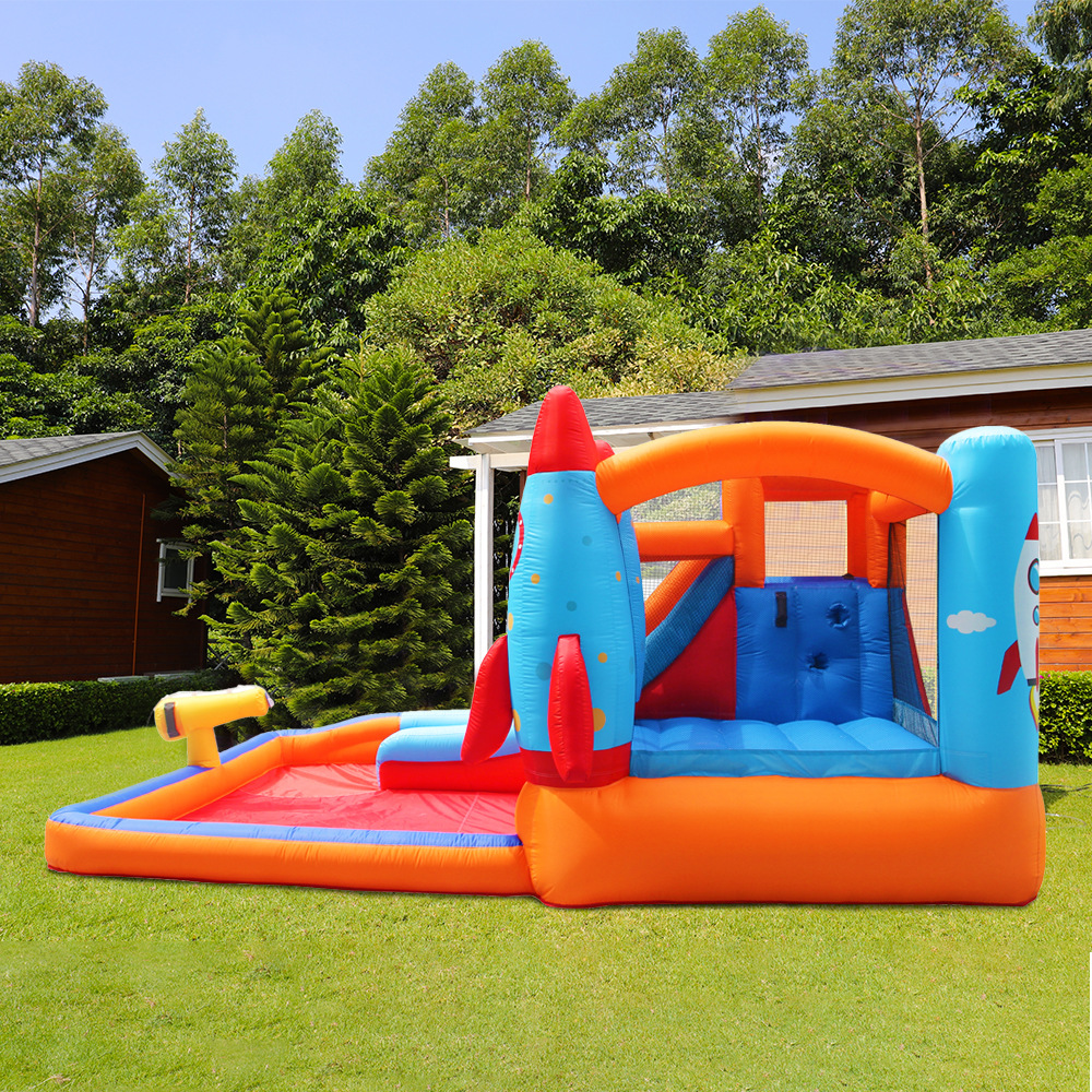 Castillo inflable para niños, tobogán acuático pequeño, trampolín inflable, castillo inflable de tela Oxford para uso doméstico