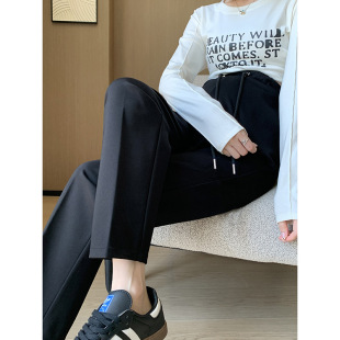 Spring and Summer Pregnant Women's Occupational Pants Pregnant Women's Work Straight Tube Hanging Smoke Pipe Work Commuter Black Pants Drawstring Pants Autumn