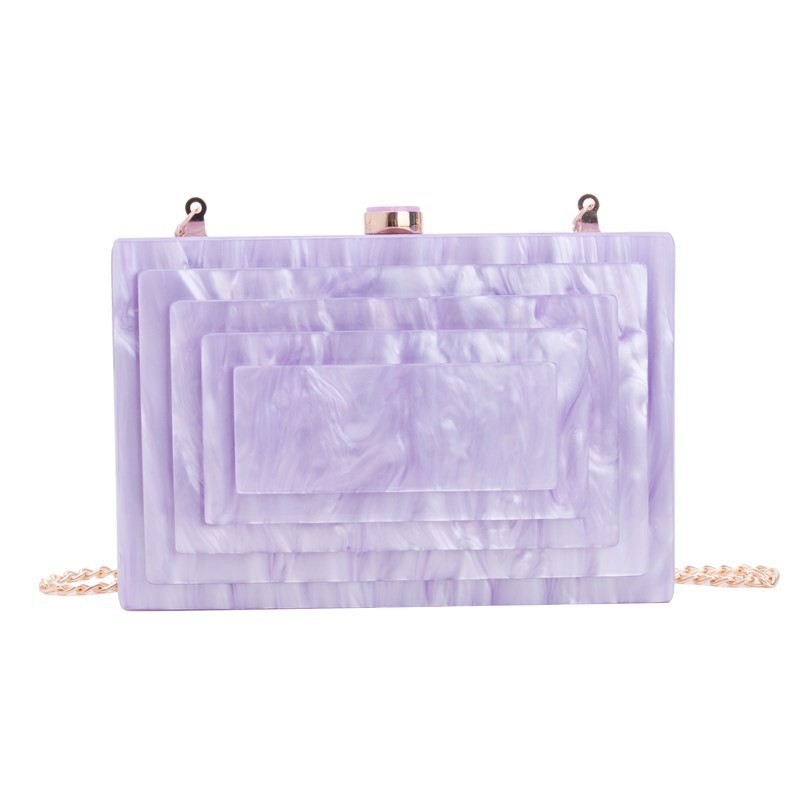 Ventas transfronterizas de moda europeas y americanas bolsas de cena acrílicas empalmadas bolsas de cena de partido bolsas de hombro pequeñas bolsas de mano