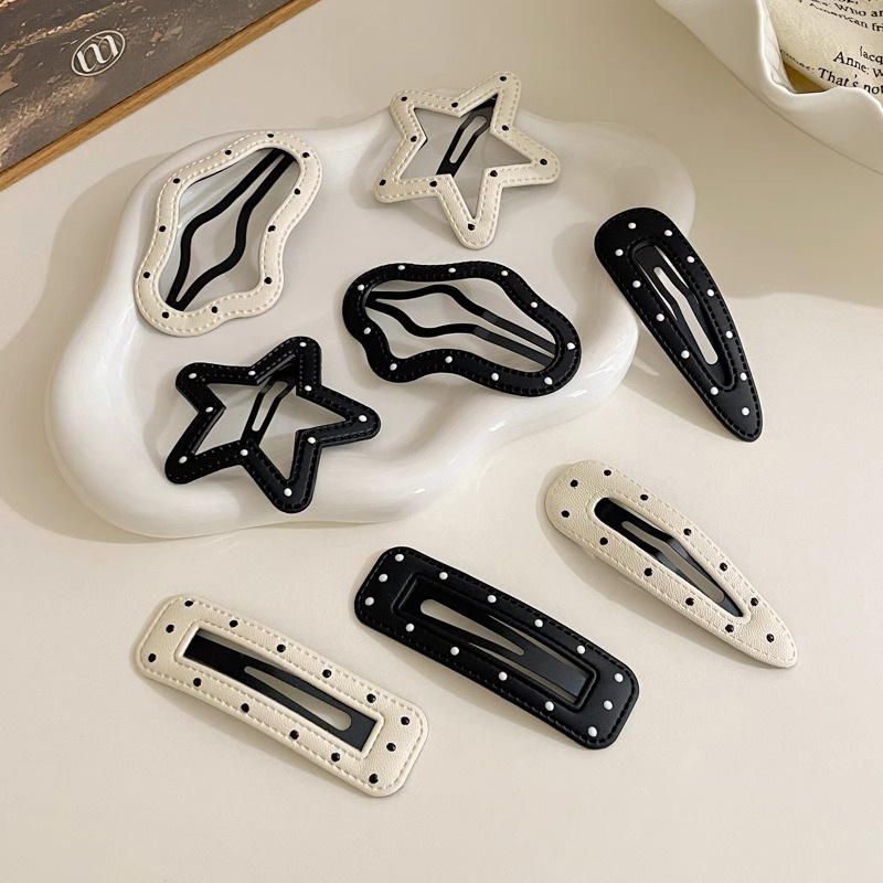 Temperamento lunares estrella nube horquilla clip lateral frente femenina flequillo lateral clip tocado parte posterior de la cabeza clip bb de cabello roto