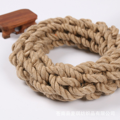 Amazon Pet Toys Wholesale New Bite Resistant Hemp Rope Hoop Dog Toy Interactive Dog Rope Hoop for Medium and Large Dogs