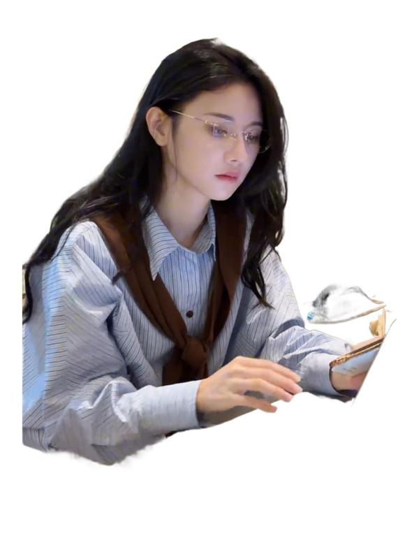 韩系轻熟通勤风时尚套装女装2025早秋新款感条纹衬衣百搭上衣百搭|undefined