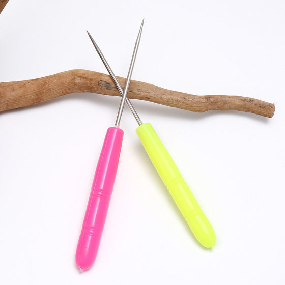 Colorful Plastic Handle Thousand Straight Aawl Shoes Leather Hole Fabric Positioning Aawl small size Straight Pointed Aawl