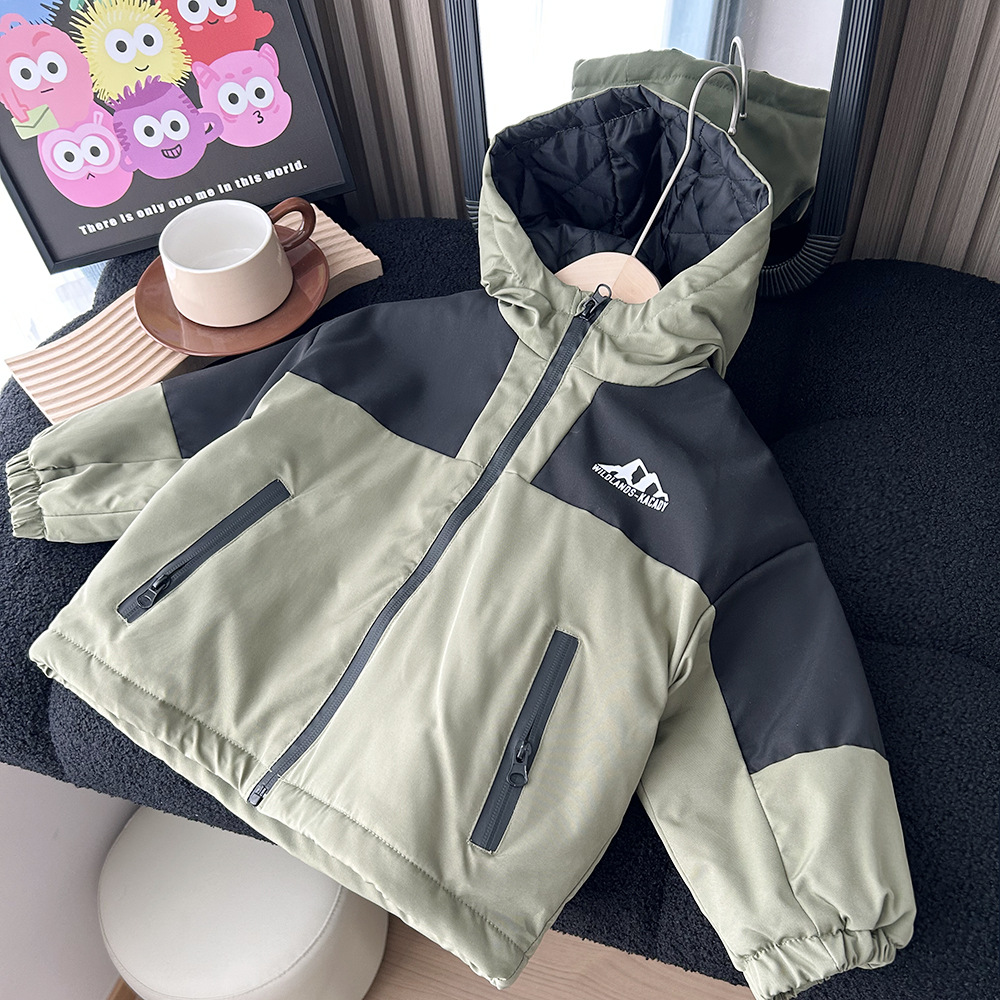 2023 Winter Kids' Fashion Loose Boys' Children Padded Warm Fleece Parka Bulk Wholesale
