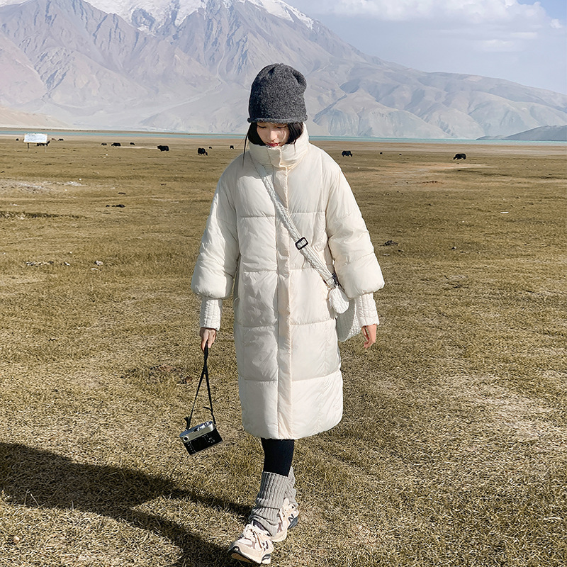 Mediano y largo engrosado plumón de algodón mujer 2024 invierno nuevo algodón con capuz chaqueta suelta chaqueta de rodilla de moda image 7