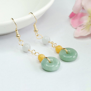 Yuyu natural Burmese A jadeite ear hook jade safety buckle earrings earrings wholesale FC3082803