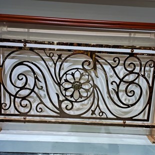 Zhongyu Factory Villa Copper K Gold Carved Stair Guardrail Golden Spiral Staircase Aluminum Art Guardrail Villa Copper Guardrail