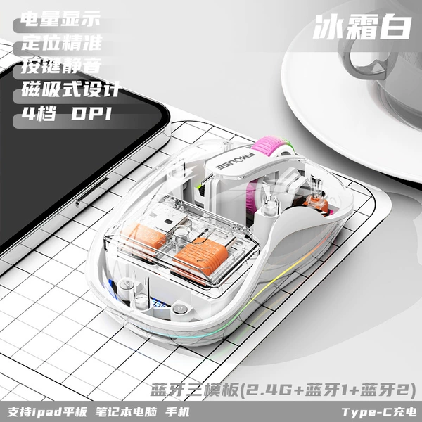 Wireless+Bluetooth USB+Type C dual receiver Frost White