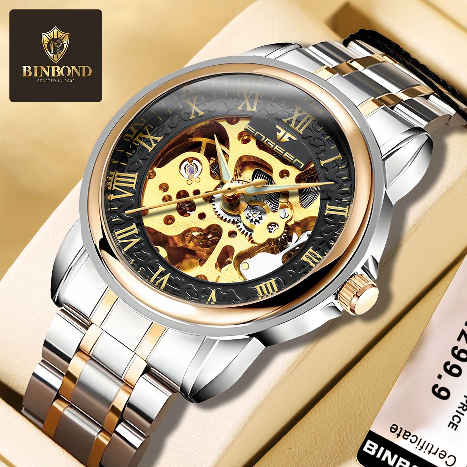 Fenzun Brand Dropshipping Men's Watch Waterproof Fashion Student Men's Watch Double-Sided Hollow Fully Automatic Mechanical Watch