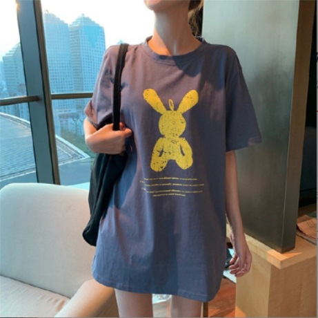 Women's clothing wholesale dropshipping 2025 summer new short-sleeved t-shirt, loose pink printed top for students.
