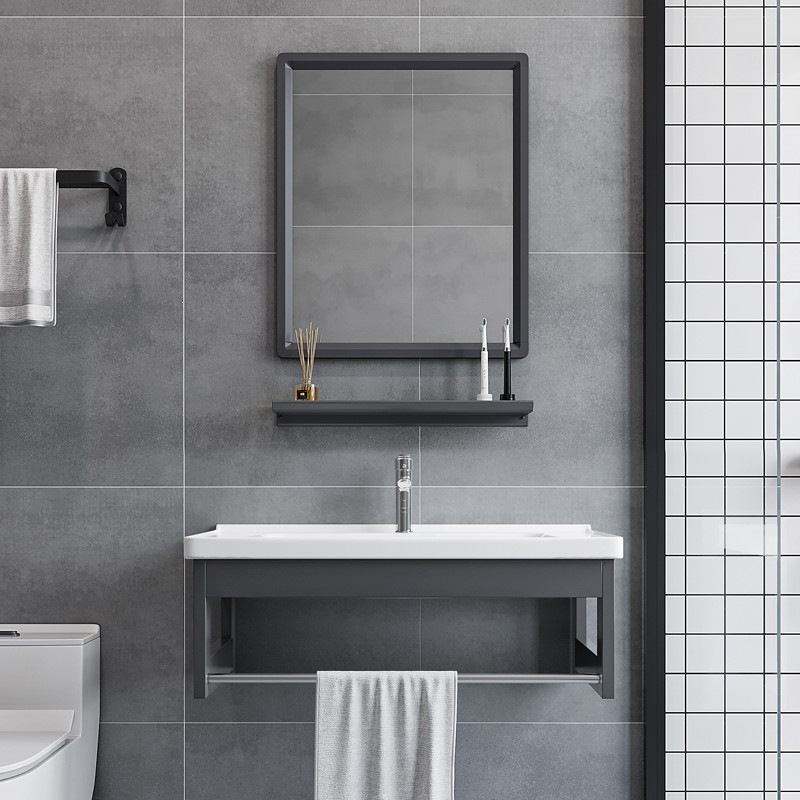 Space aluminum simple bracket basin, suitable for small apartments, wall-mounted bathroom cabinet, vanity unit, and integrated washbasin