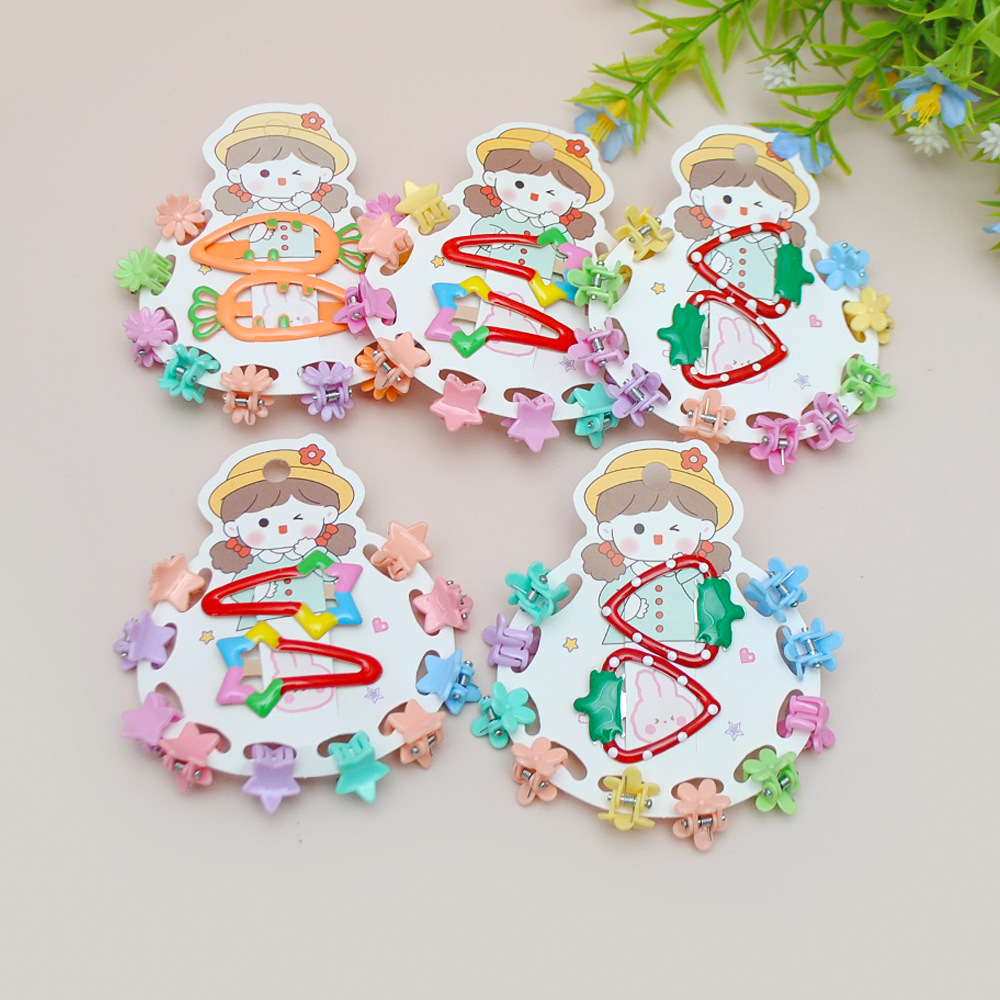 Flores de niños pequeños clip de agarre adorable BB clip conjunto clip de pestaña color caramelo acabador de cabello cortado lateral tarjeta de cabello de niña