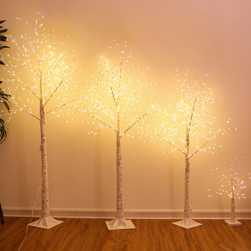 Iluminación LED simulación abedul blanco luz de alambre de cobre atmósfera de año nuevo árbol luminoso vacaciones paisaje luces decorativas luces de árbol de Navidad