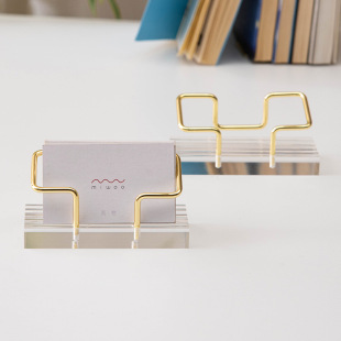 Amazon hot sale metal business card holder transparent acrylic desktop creative business card black walnut storage shelf wholesale
