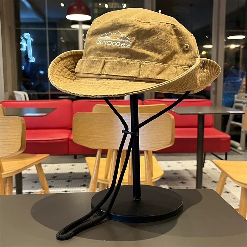 人気のアウトドアレトロフィッシャーマンハット、夏のハイキング、釣り、日焼け止めサンハット、登山、ウエスタンサンシェードカウボーイハット|undefined