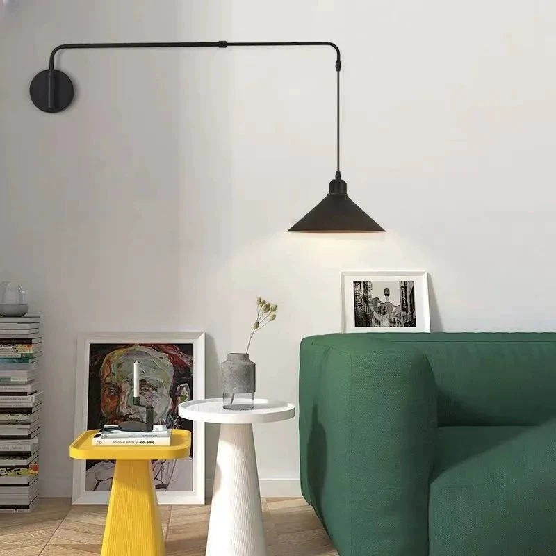 Rotating Telescopic Minimalist Medieval Wall Lamp Restaurant Desk Swing Arm Chandelier Living Room Reading Retro Long Arm Fishing Wall Lamp