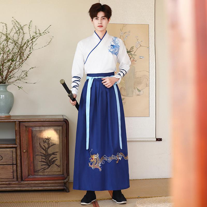 卒業写真改良された古代衣装漢服女性中国風クロスカラー古代スタイル男性武術スーツ学生カップルスーツクラススーツ|undefined