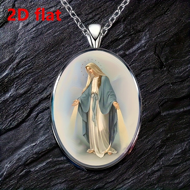 1Pc Goddess Glass Pendant Necklace-2D Flat Oval Alloy Charm for Wedding or Anniversary Gift, 1Pc Goddess Glass Pendant Necklace-2D Flat Oval Alloy Charm for Wedding or Anniversary Gift,
